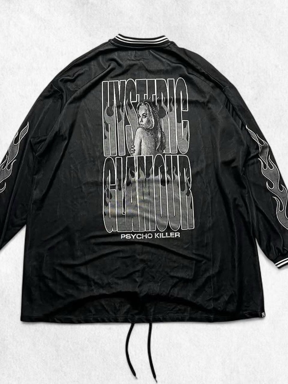 Hysteric Glamour Vintage black bomber lightweight pull over jacket flame design
